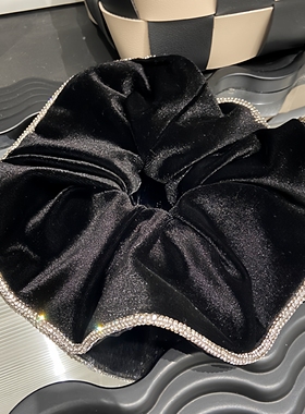 E5037 韩国闪钻镶边丝绒大肠发圈扎丸子头高级感细腻复古头绳头花