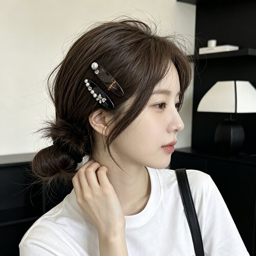 A0003 韩国超闪水钻刘海夹两只装前额碎发边夹鸭嘴夹夏日清新女