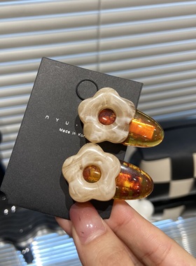 醋酸花朵侧边夹果冻可爱气质感碎发刘海发夹日韩ins风小边夹E0390