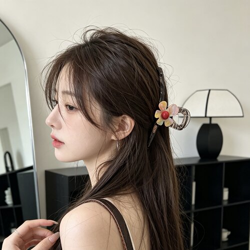 A0272 韩国炫彩花朵抓夹13cm女爆款发夹后脑勺独特漂亮盘发鲨鱼夹