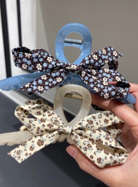 A0010 法式碎花抓夹13cm大号鲨鱼夹女2026新款高级感后脑勺发饰女