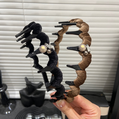 E3655 编织波浪发箍甜美轻奢不卡头蓬松气质带齿梳防滑设计感发箍