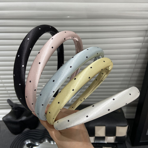 E4400 经典款波点珠光缎面波点洋气海绵压发箍可爱甜酷辣妹发饰女