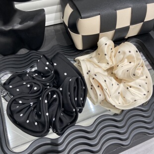 E4067 重磅！法式波点发圈ins超大木耳边花苞缎面大肠圈气质 发绳