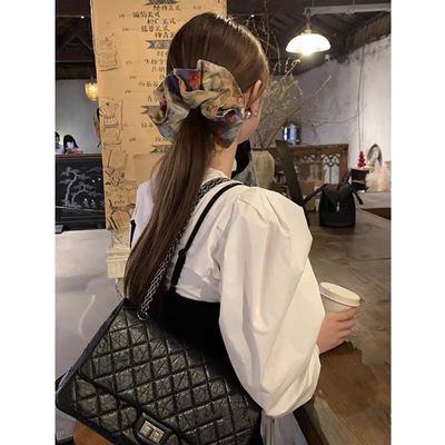 E4541 欧尼同款中古又高级的油画朵~大肠发圈女扎头发双层头绳