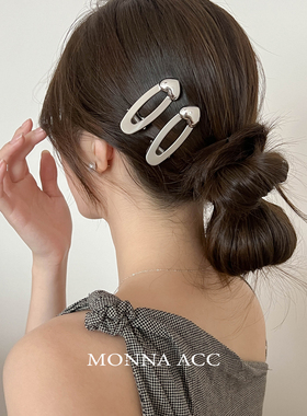 E3352 两只装简约时尚银色爱心气质网红碎发侧边简约发夹刘海夹