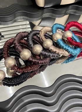 E4907 韩国东大门珠珠肠圈弹力发圈简约皮筋少女发绳气质丸子头绳