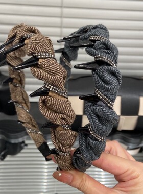 E5072复古手工缠布发箍齿面高级感百搭原创设计简约发饰爆款发卡