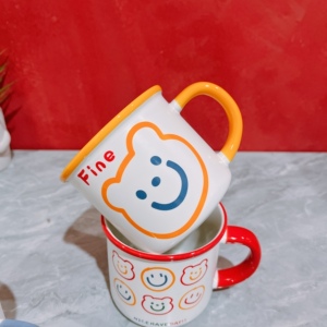 可定制笑脸儿童学生水杯六一礼物婚礼伴手礼马克杯女生早餐牛奶杯
