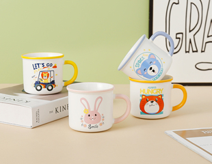 可定制萌趣卡通儿童学生水杯节日礼物女生陶瓷杯早餐杯牛奶马克杯