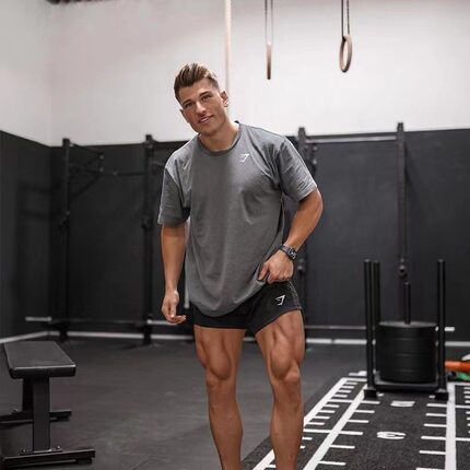 GYMSHARK夏季男大码T恤宽松显壮纯棉半袖运动短袖健身房GYM鲨鱼