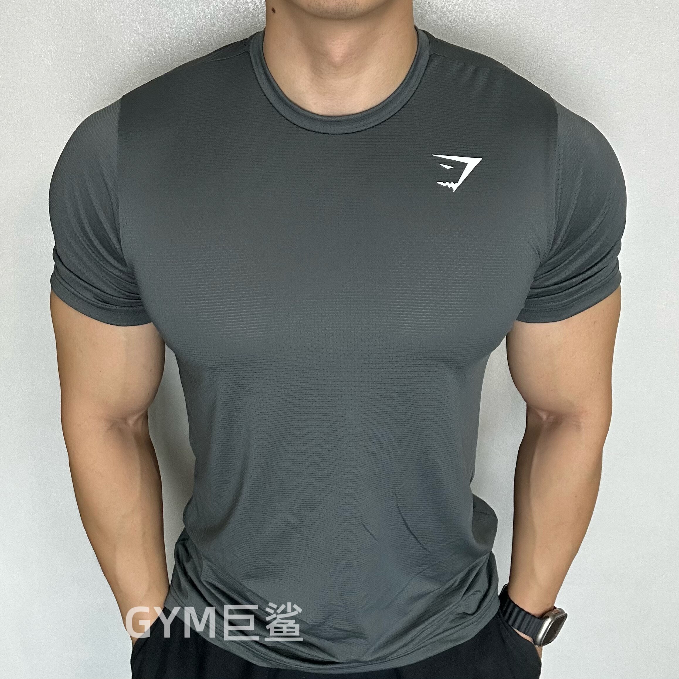 加减法劲夫同款GYMSHARK短袖运动男健身夏网眼上衣速干圆领T恤