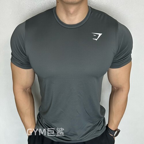 劲夫同款GYMSHARK arrival短袖运动男健身夏网眼上衣速干圆领T恤