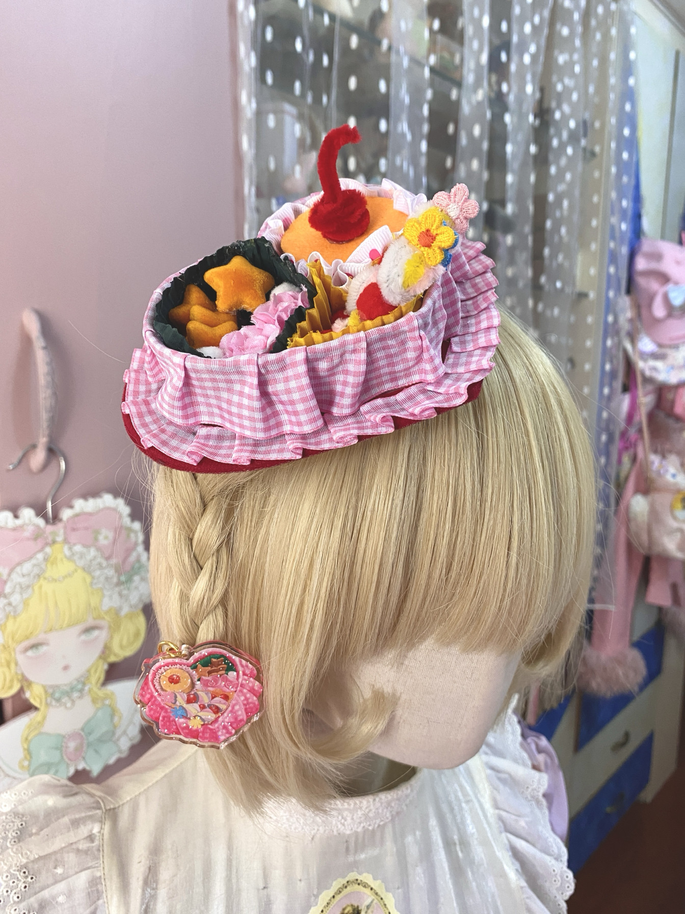 下妻物语桃子的甜品午餐Lolita发饰手作帽子扁帽,模玩/动漫/周边/娃圈三坑/桌游,lolita洛丽塔配饰小物/道具,淘宝优惠券,粉丝福利购,淘宝优惠卷