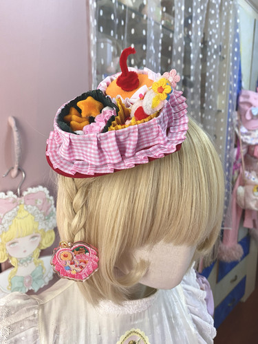 下妻物语桃子的甜品午餐Lolita发饰手作帽子扁帽