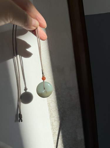 天然和田玉新疆且末蓝三色吊坠挂件平安扣男女款618号