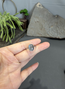 天然925银镶阿勒泰海蓝宝蓝色戒指活口597号