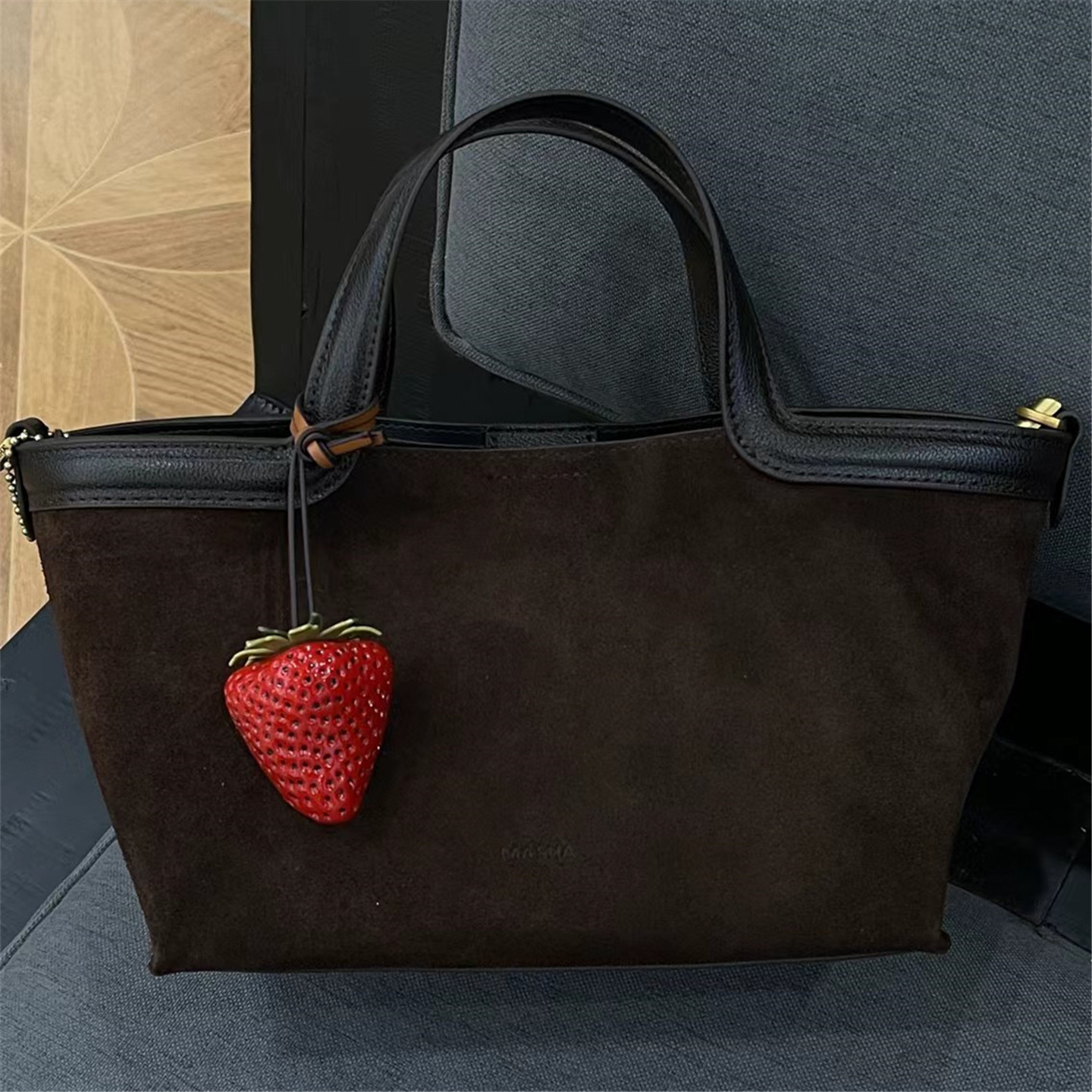 玛莎秋冬新款磨砂牛皮软面撞色女包手提包高级感拉链斜挎包小包潮