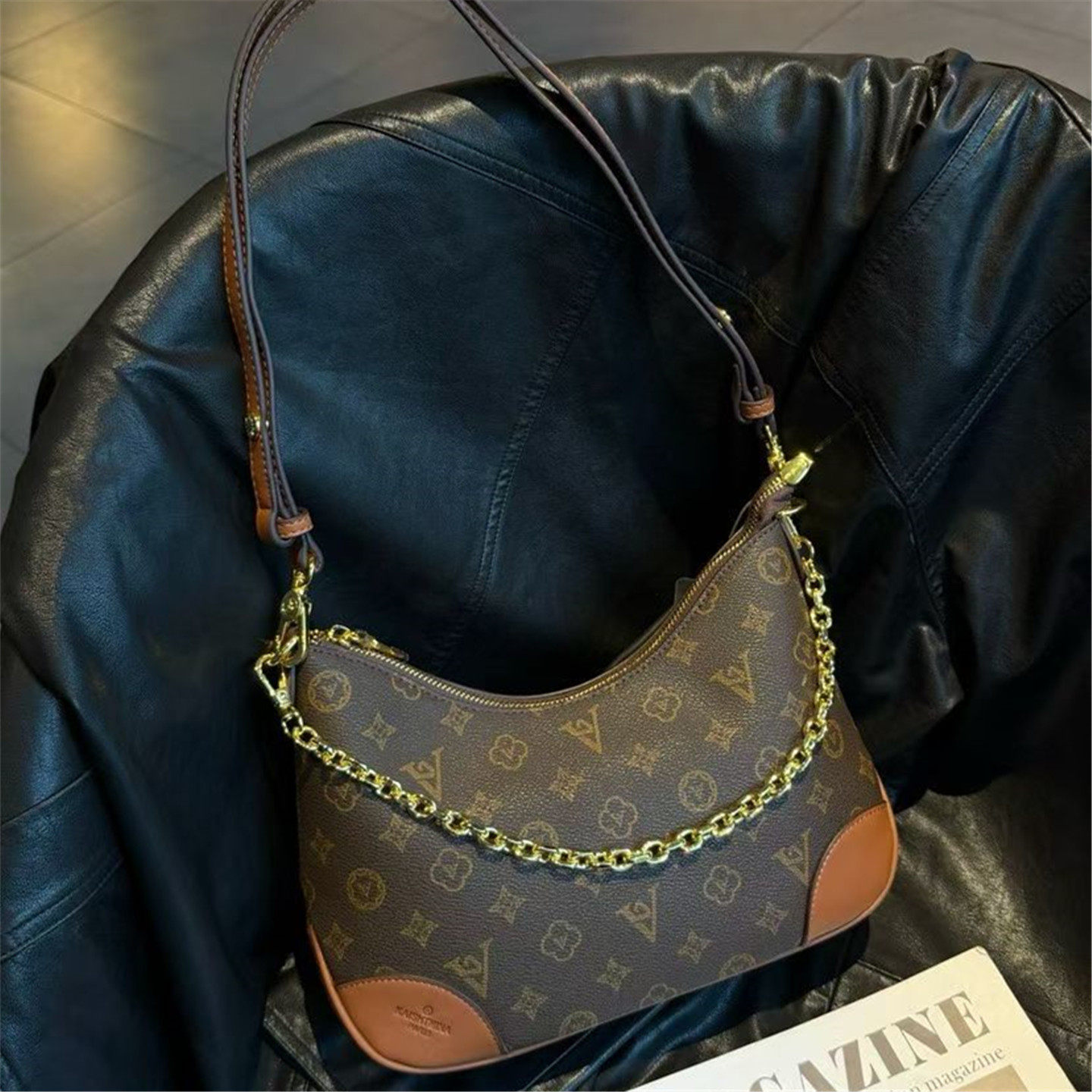 凯诗米娜新款百搭链条手提包高级感单肩斜挎包女包饺子包小包潮流