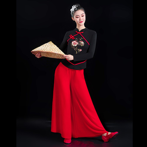 新款广场舞套装长袖立领民族舞服装古典舞中国风跳舞服演出表演服