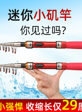 迷你小海竿抛竿超短节便携鱼竿