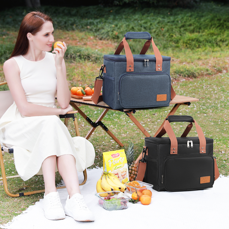 新款斜挎保温包大容量户外野餐包便携式手提包带饭包保温袋便当包