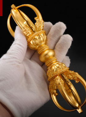 全铜镀金平安精致五股金刚杵