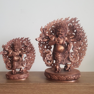 藏传密宗纯紫铜白枯主六臂玛哈嘎拉佛像护法造像随身家居供奉摆件