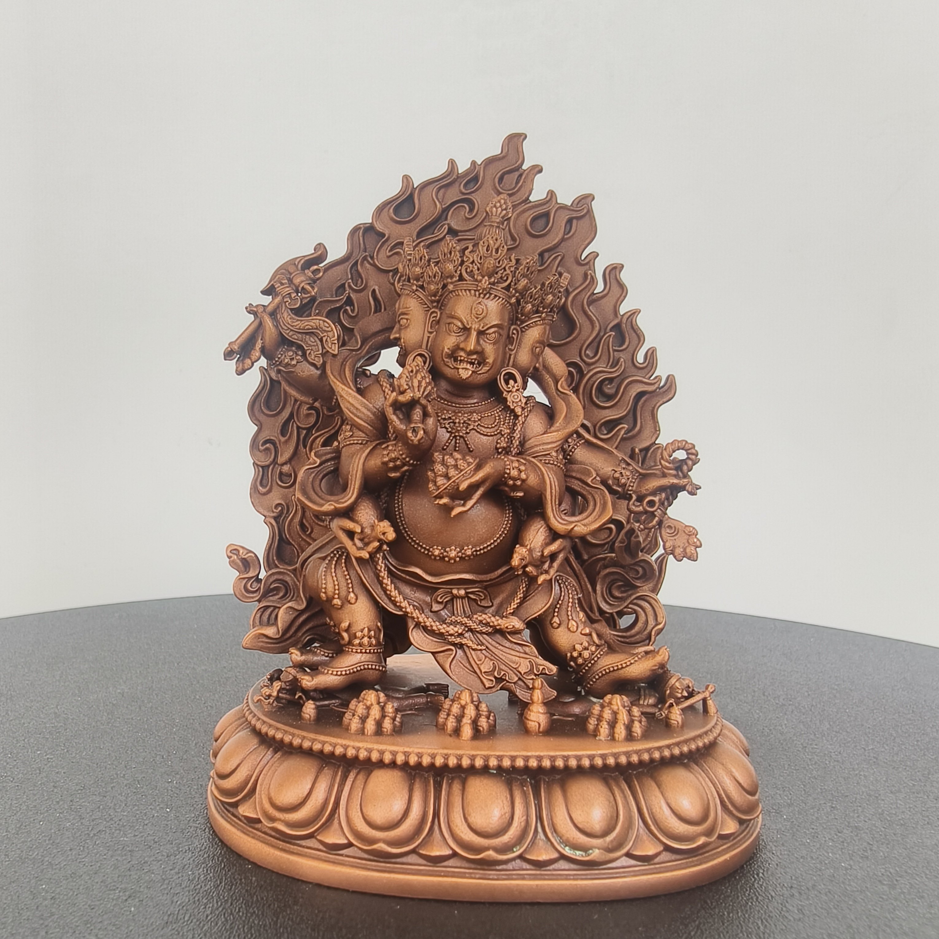 尼泊尔工艺藏传紫铜红财神黑财神佛像摆件寺庙佛堂供奉供具可装藏