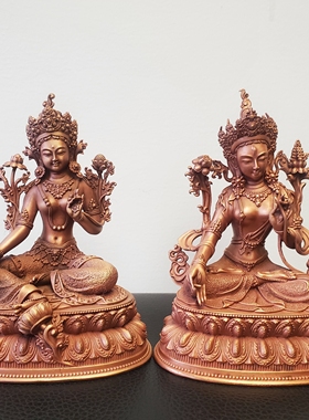 尼泊尔工艺藏传纯铜白度母绿度母菩萨佛像21度母家居供奉车载摆件