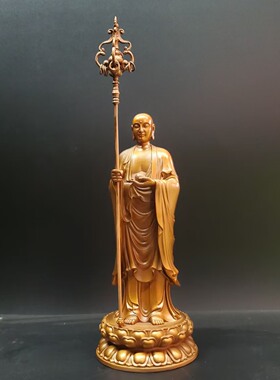 纯铜大愿地藏王菩萨佛像摆件紫铜精工细作精美殊胜家居供奉