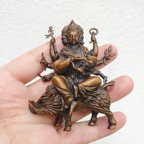 尼泊尔工艺纯铜摩利支天四臂象神象佛像摆件藏传家居供奉实心随身