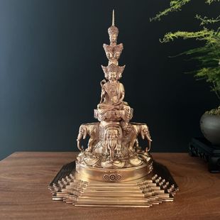 尼泊尔工艺纯铜峨眉山金顶十方普贤菩萨圣象精工文殊菩萨佛像摆件