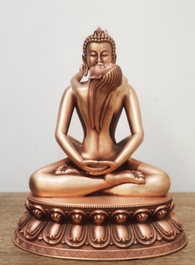 纯铜普贤王如来双身像精品佛像紫铜藏传密宗家居供奉车载摆件