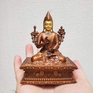 尼泊尔工艺纯铜麦彭仁波切佛像家居供奉手工开脸车载摆件