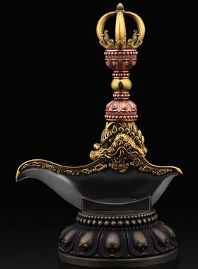 尼泊尔工艺藏传金刚钺刀摆件纯铜黄铜精工大号礼盒装