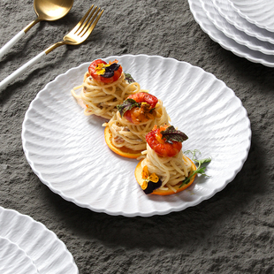 祥源美密胺餐具盘子商用酒店餐厅创意西餐盘意面摆盘花边沙拉菜盘