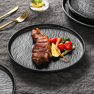 祥源美密胺餐具盘子商用欧式牛排意面高级感摆盘岩石纹沙拉甜品盘