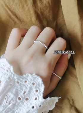手工弹力S925纯银小珠珠银豆豆转运珠银珠戒尹恩惠款日韩风银饰