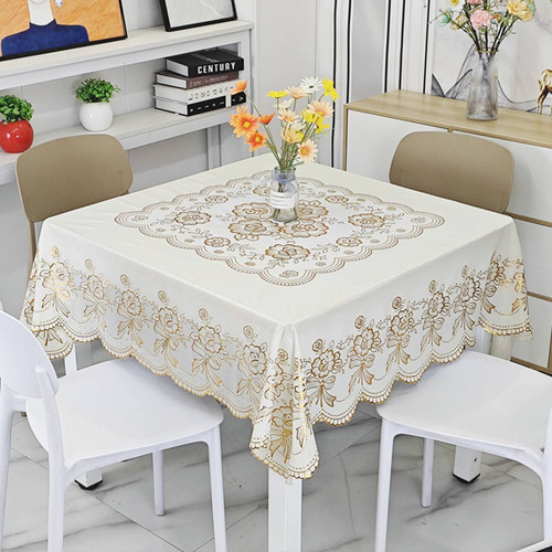 正方网红桌布烫金印花八仙桌桌布PVC防水免洗桌布塑料餐桌布台布