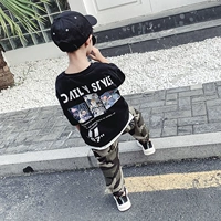 Áo thun nam tay dài thời trang 2019 mới mùa xuân và mùa thu mỏng phần cotton in Hàn Quốc trong quần áo trẻ em lớn 6 - Áo thun ao thun coc tay be trai
