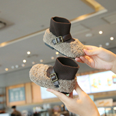 软底学步鞋 冬季 婴儿毛毛鞋 子加绒保暖一岁小童袜子鞋 女宝宝二棉鞋