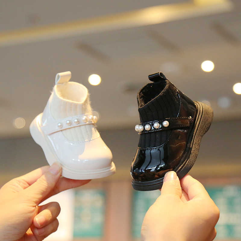 秋季女宝宝公主小皮鞋加绒