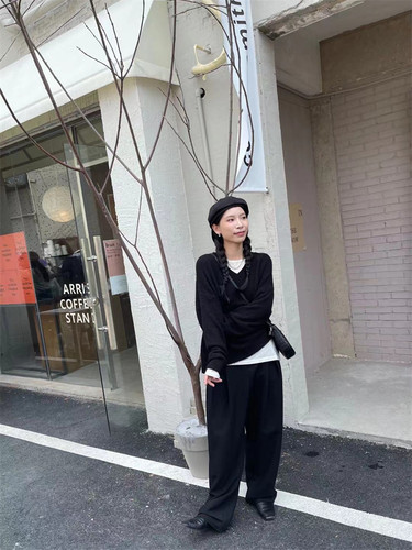 毛衣V领韩版宽松棉针织衫女