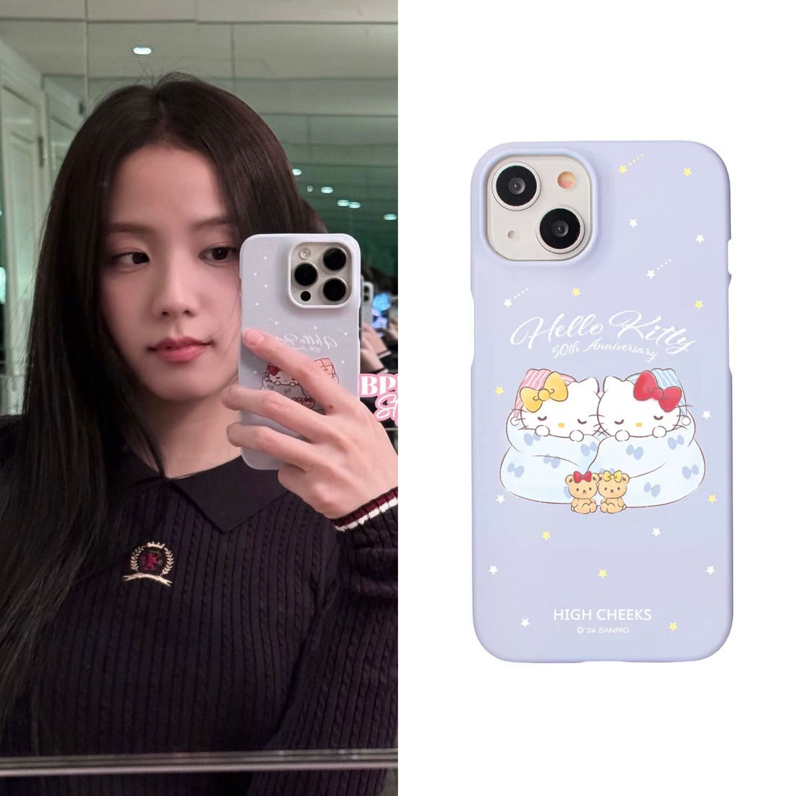 金智秀JISOO同款手机壳少女心hellokitty浅紫色壳硬壳按键phone16promax手机壳15磨砂亮面