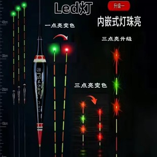 单点亮咬钩变色鱼漂一点亮led夜光漂尾电子漂硬尾日夜两用LED钓鱼