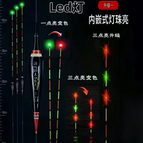 咬钩变色硬尾日夜两用led夜光漂