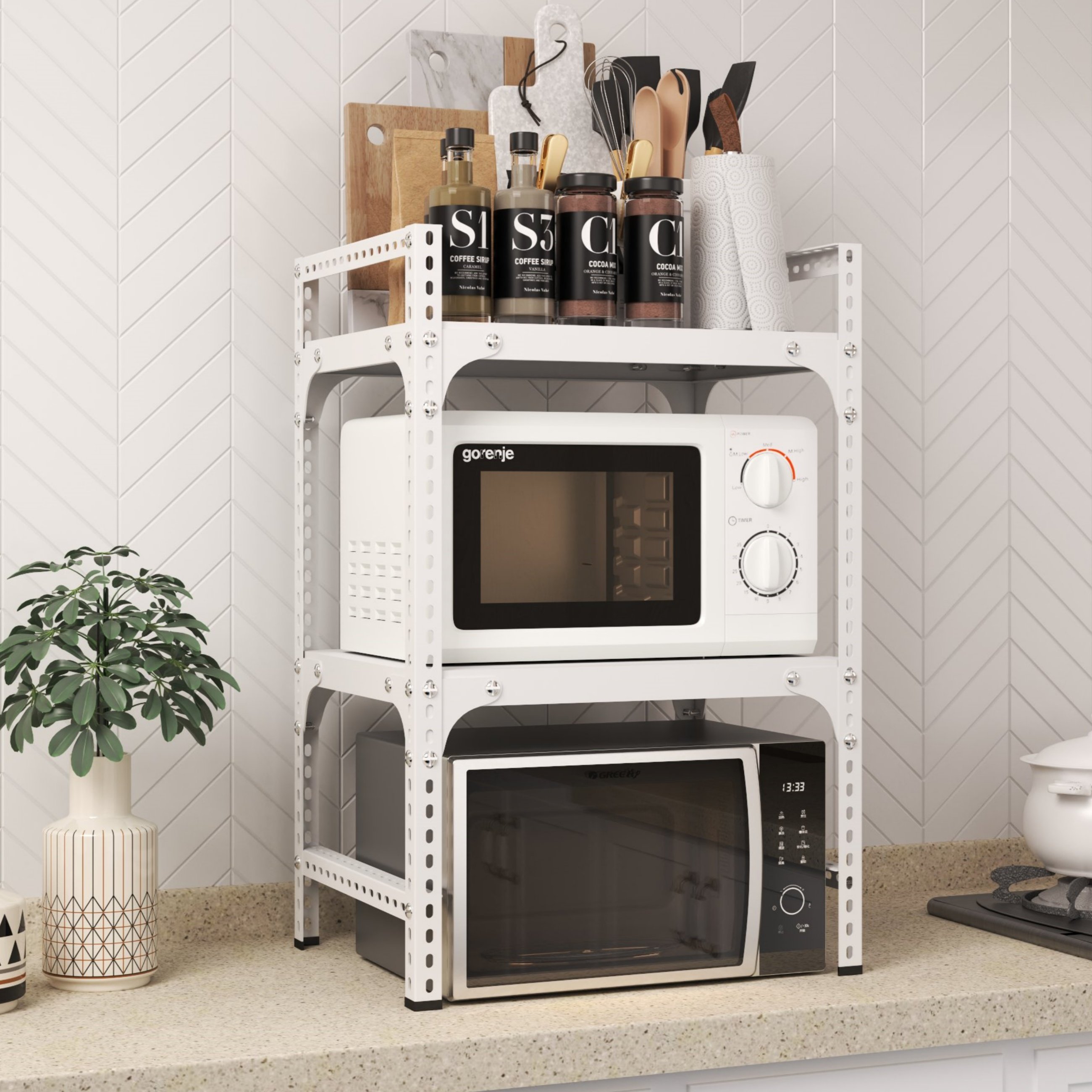 微波炉置物架台面多层多功能支架家用厨房放电饭煲烤箱二双层架子,厨房/烹饪用具,微波炉置物架,淘宝优惠券,粉丝福利购,淘宝优惠卷