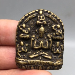 复古风格 托甲黄铜三估主三尊四臂观音项链挂件吊坠民族风佛牌 藏式