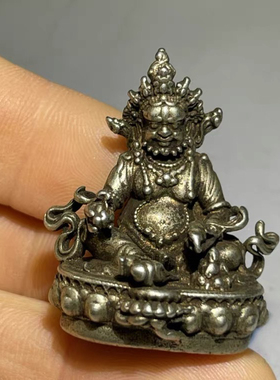迷你白铜黄财神小摆件藏传密宗藏佛家居佛堂供奉古玩铜器古董收藏